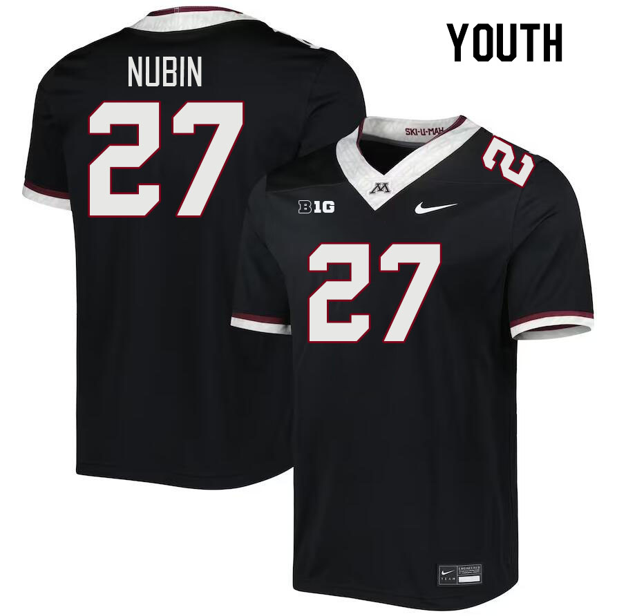 Youth #27 Tyler Nubin Minnesota Golden Gophers College Football Jerseys Stitched-Black